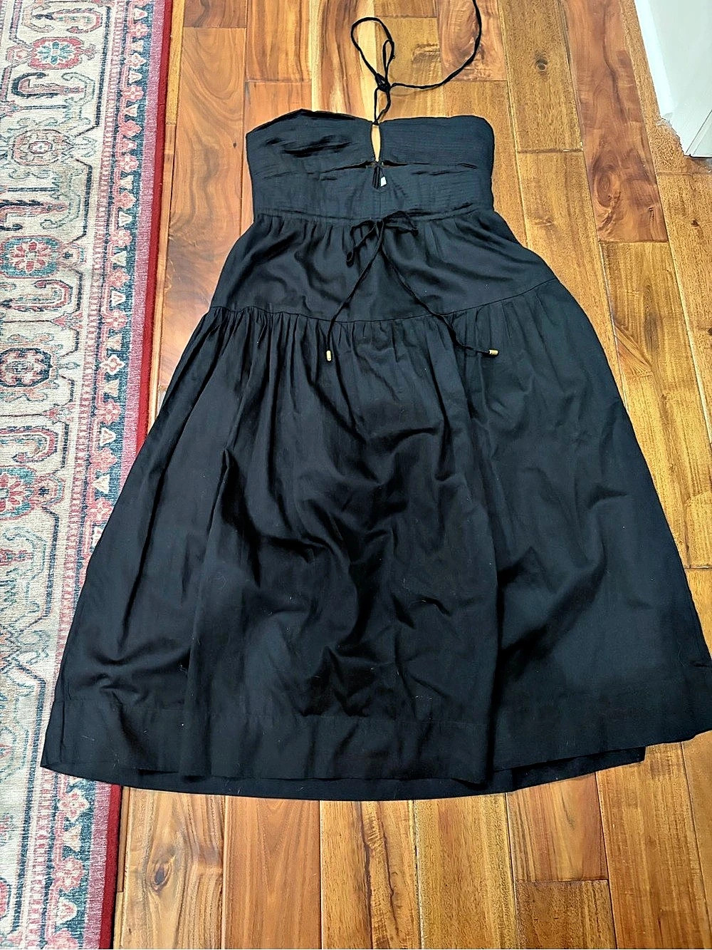 Karina Grimaldi Pleated Midi Dress in Black Large